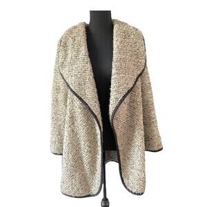 A+RO taupe black cardigan casual waterfall collar fuzzy textured size XS